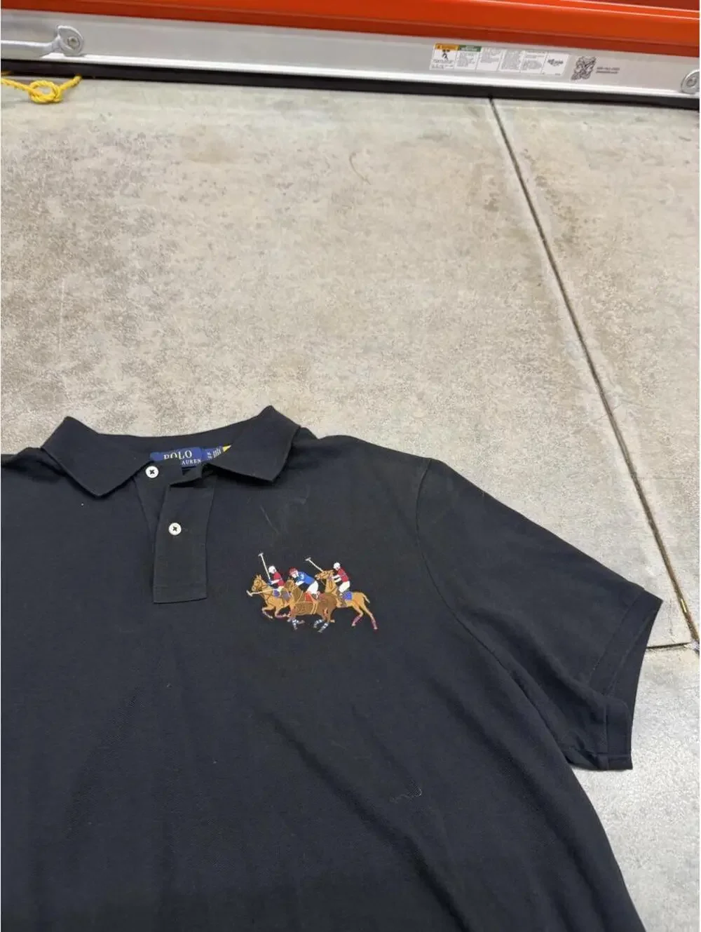 vintage polo ralph lauren black triple pony polo shirt size xl